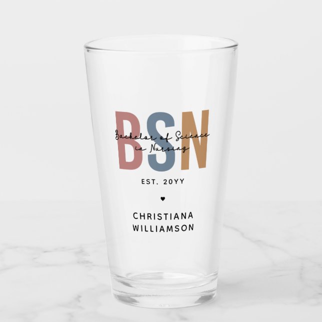 Copo De Pint Solteiro Personalizado de Ciência BSN na Enfermage (Frente)