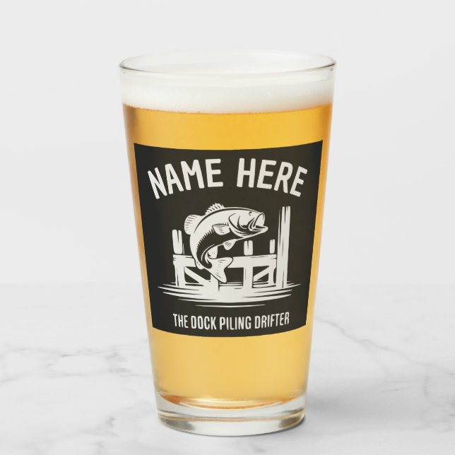 Copo De Pint Sombra de Dock com Nome Personalizado de Robalo (Frente (Preenchido))