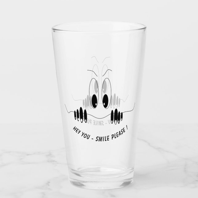 Copo De Pint Sorriso de Vidro Engraçado - Texto Personalizado (Frente)