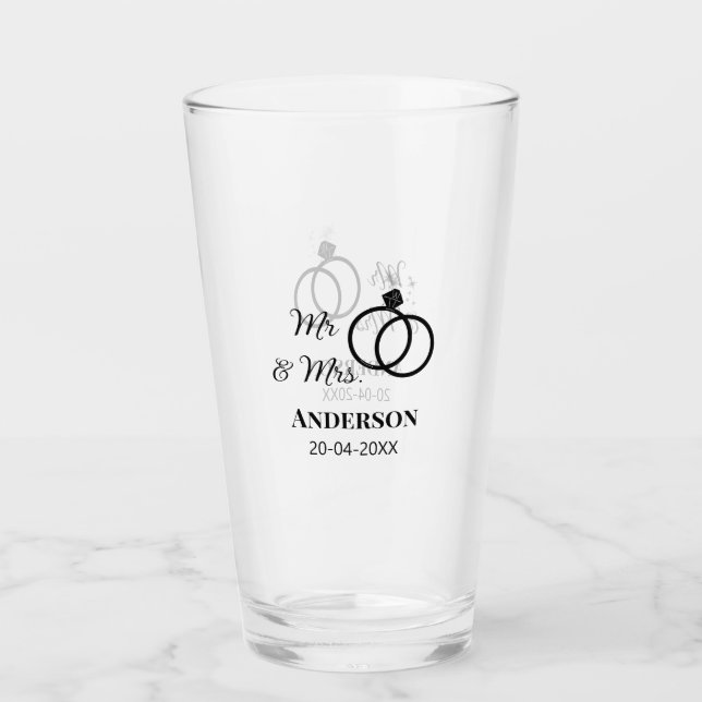 Copo De Pint Sr. & Sra. adicionar nome da família data ano casa (Frente)