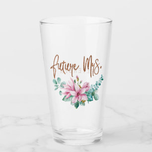 Copo De Pint Sra. futura tipografia de cobre floral cor-de-rosa