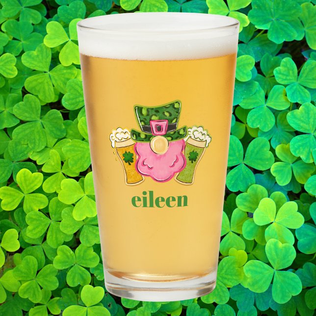 Copo De Pint St. Patrick’s Day Pink Leprechaun Beer Custom (Criador carregado)