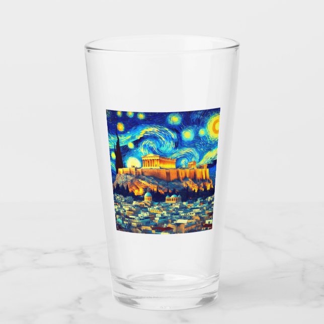 Copo De Pint Starry Night Acropolis Athens Grécia (Frente)