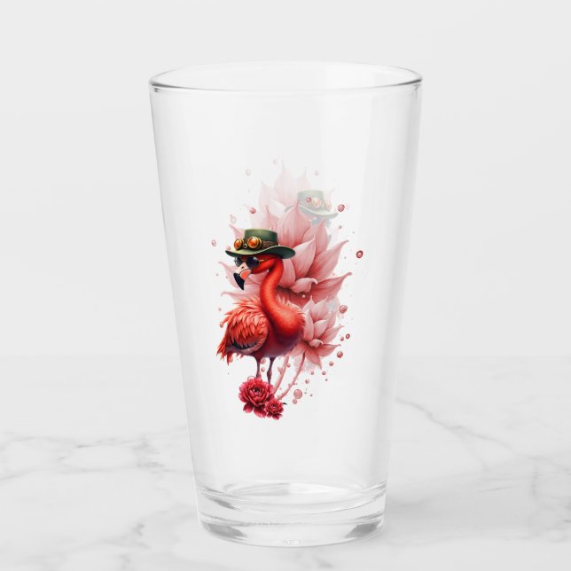 Copo De Pint Steampunk Flamingo - Trabalho de arte Digital Fant (Frente)