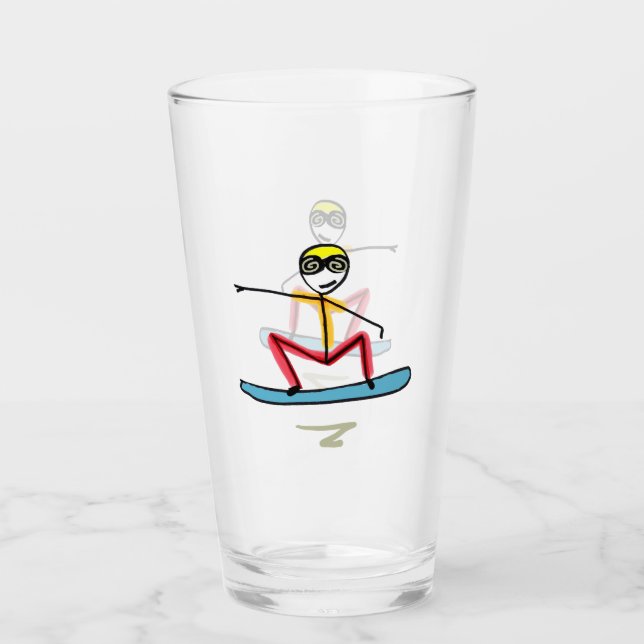 Copo De Pint Stickman de Snowboarding (Frente)