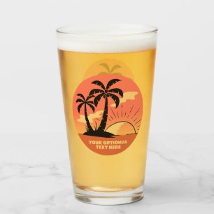 Copo De Pint Sunset da Ilha Tropical de Texto Personalizado