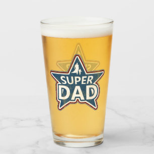 Copo De Pint Super Pai Vermelho Branco e Azul