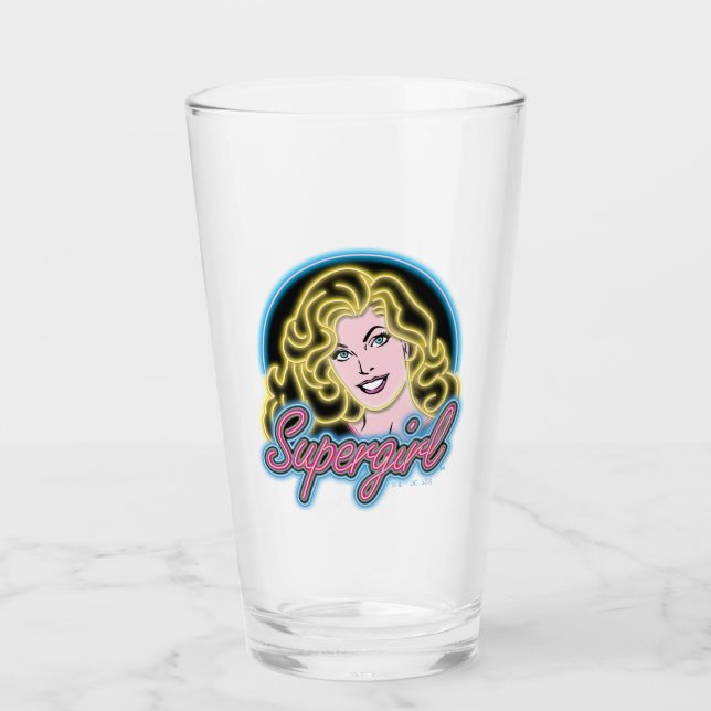 Copo De Pint Supergirl Retro Neon Lights Graphic (Frente)