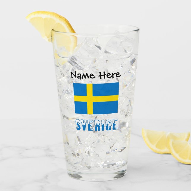 Copo De Pint Sverige e Bandeira Sueca Personalizado (Gelo frontal)