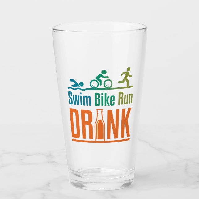 Copo De Pint Swim Bike Run Drink Funny Triathlon Drinking (Frente)