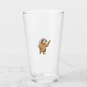 Copo De Pint T-Shirt de casamento com véu de noiva de preguiça