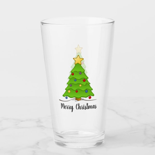 Copo De Pint Taça de Vidro de Árvore Natal (Frente)