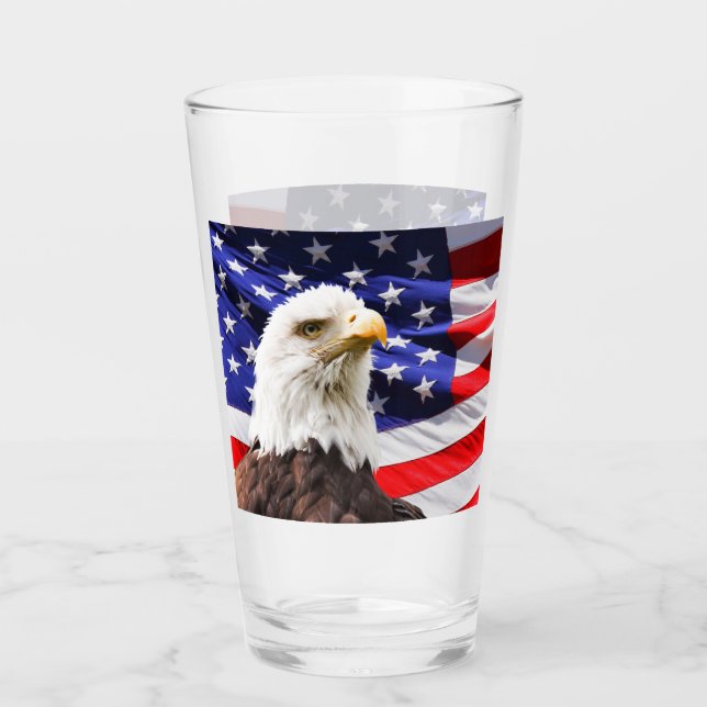 Copo De Pint Taça de Vidro de Bandeira e Águia Americana (Frente)
