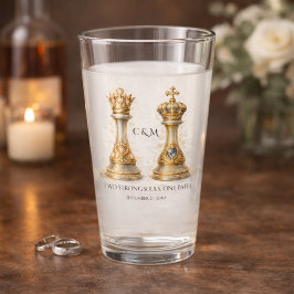 Copo De Pint Taça de Vidro de Casamento do Casal Rei Rainha