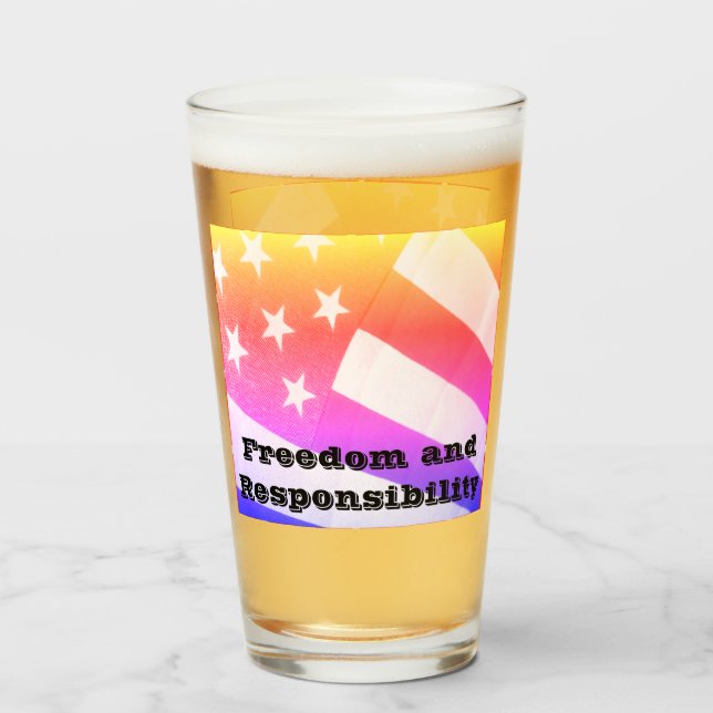 Copo De Pint Taça de vidro de Liberdade e Responsabilidade (Frente (Preenchido))