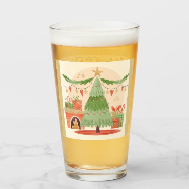 Copo De Pint taça de vidro de natal (Traseira (Preenchido))