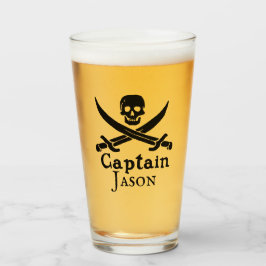 Copo De Pint Taça de Vidro do Capitão Pirata Personalizado
