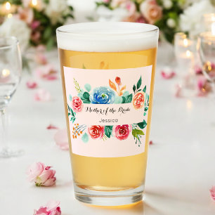 Copo De Pint Taça de Vidro Floral Rosa de Casamento Mãe