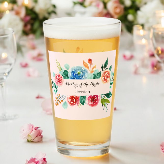 Copo De Pint Taça de Vidro Floral Rosa de Casamento Mãe (Criador carregado)