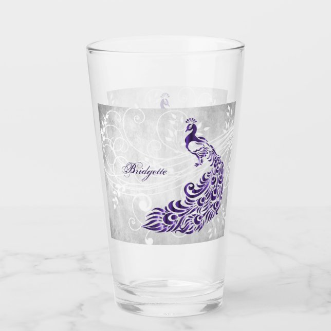 Copo De Pint Taça de Vidro Personalizada de Peacock Roxo (Frente)