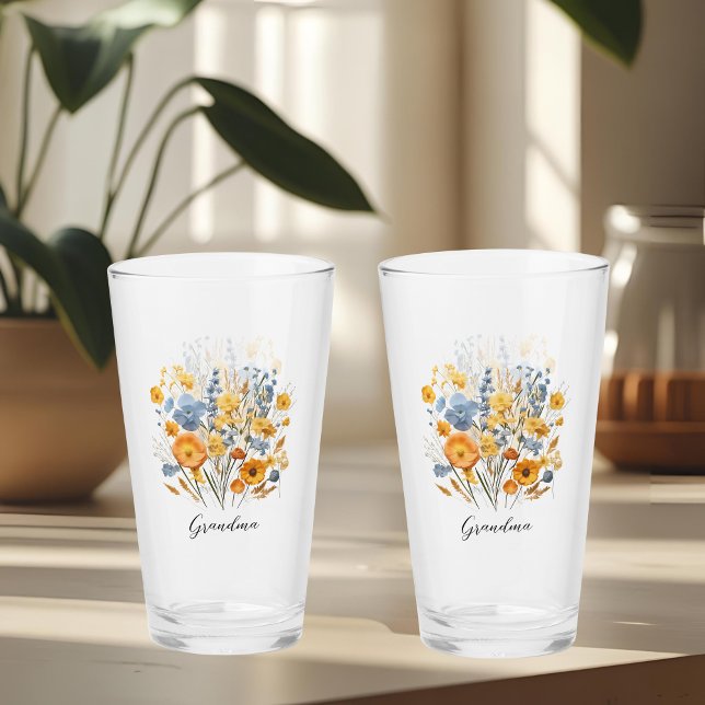 Copo De Pint Taça Floral Personalizada de Vidro para a Avó Pres (Criador carregado)