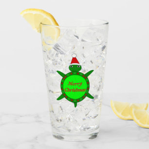 Copo De Pint Tartaruga de Natal bonita com casca de flores pers