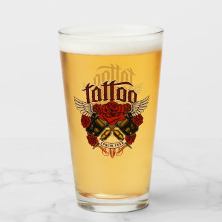 Copo De Pint Tatuagem Antiga Sub Cultura Rosas Punhos Cerveja