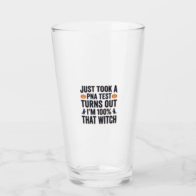 Copo De Pint Teste de Bruxa Divertido Citação de Halloween Desi (Frente)