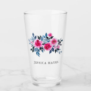 Copo De Pint Texto Personalizado de Cor de Água Rosa Elegante