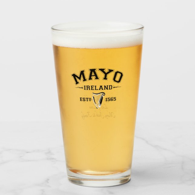 Copo De Pint Texto Personalizado do Condado Irlandês Mayo Irlan (Frente (Preenchido))