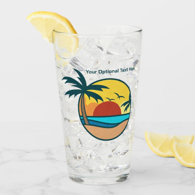 Copo De Pint Texto personalizado — Sunset de praia tropical (Gelo frontal)
