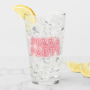 Copo De Pint Texto Rosa do Efeito Neon da Pizza Party