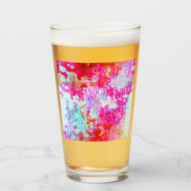 Copo De Pint Textura vermelha rosa (Frente (Preenchido))