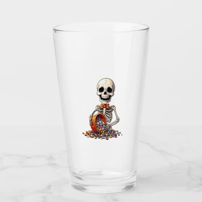 Copo De Pint Tigela de Doces de Esqueleto Halloween (Frente)