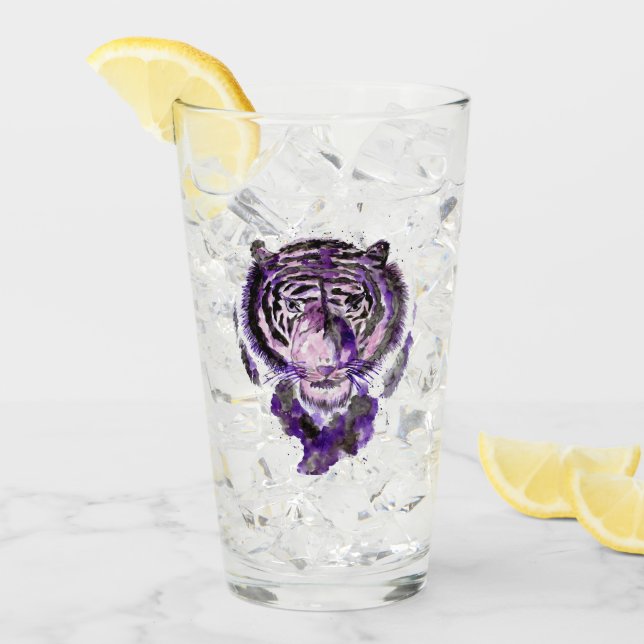 Copo De Pint Tigre de Aquarela Roxo (Gelo frontal)