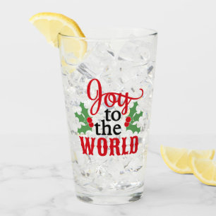 Copo De Pint Tipo Personalizado Vermelho e Verde "Joy to the Wo