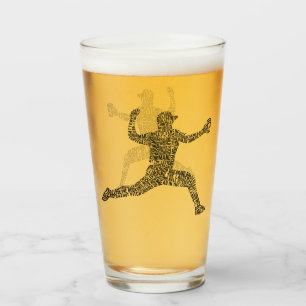 Copo De Pint Tipografia de Arte do Baseball Pitcher