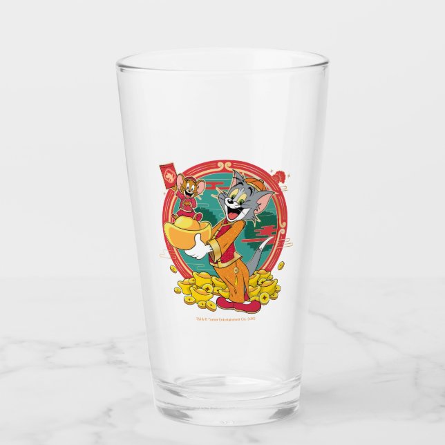 Copo De Pint Tom & Jerry Ano novo Envelope Vermelho (Frente)