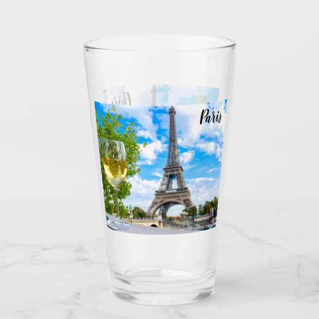 Copo De Pint Torre Eiffel com vinho branco (Frente)