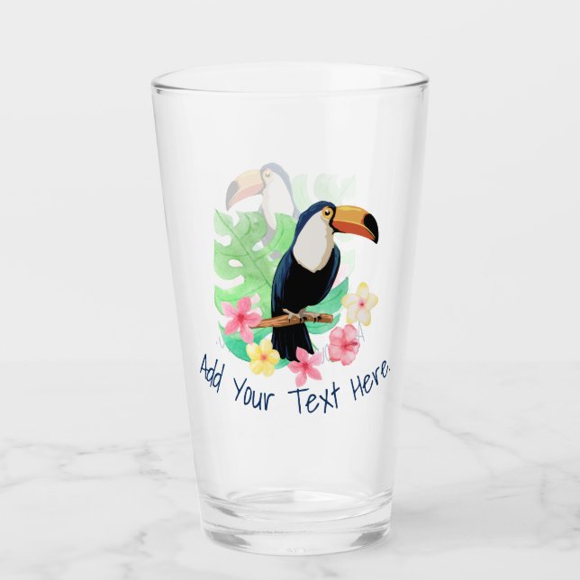 Copo De Pint Toucan com flores tropicais (Frente)