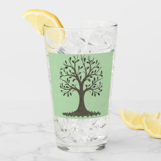 Copo De Pint 🌳 Tree of Life Tall Drinking Glass - Barware 🥛 (Gelo frontal)