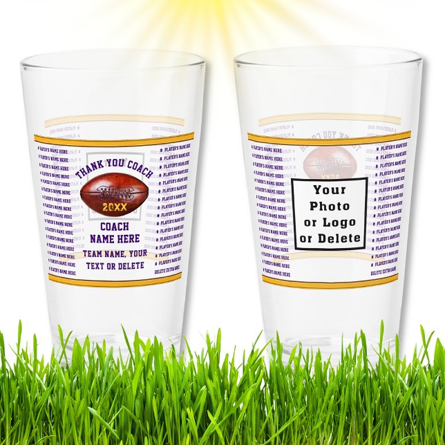 Copo De Pint Treinador de futebol presente, 64 jogadores nome o (Football Coach Gift Ideas, Personalized with up to 64 players names. Football Glass. Football coach.)