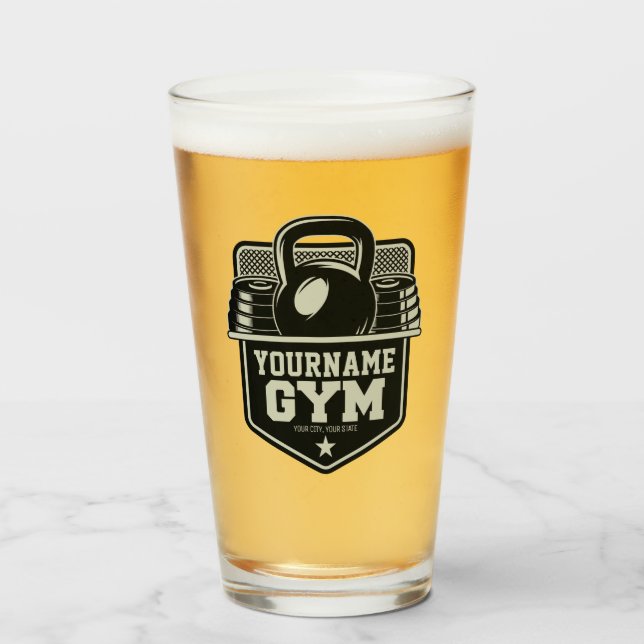Copo De Pint Treinador Personalizado de Malhação GYM Kettlebell (Frente (Preenchido))