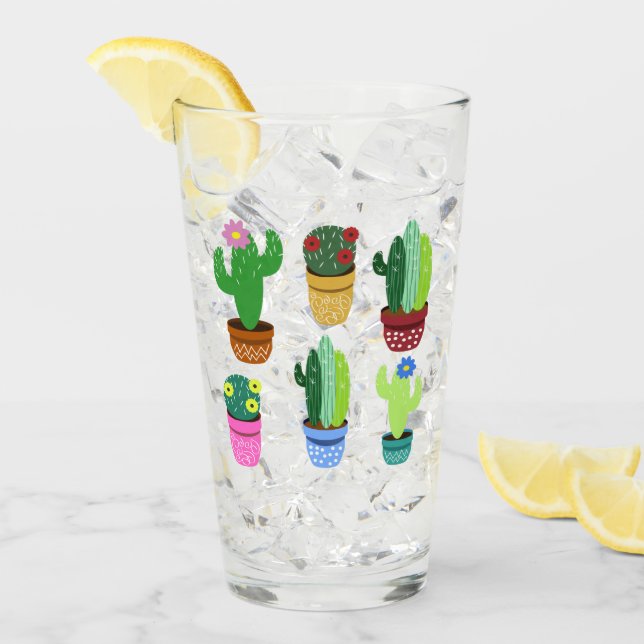 Copo De Pint Trendy Cartoon Potted Cactus (Gelo frontal)