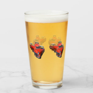 Copo De Pint Três Carros vintage Vermelhos E Brancos Clássico