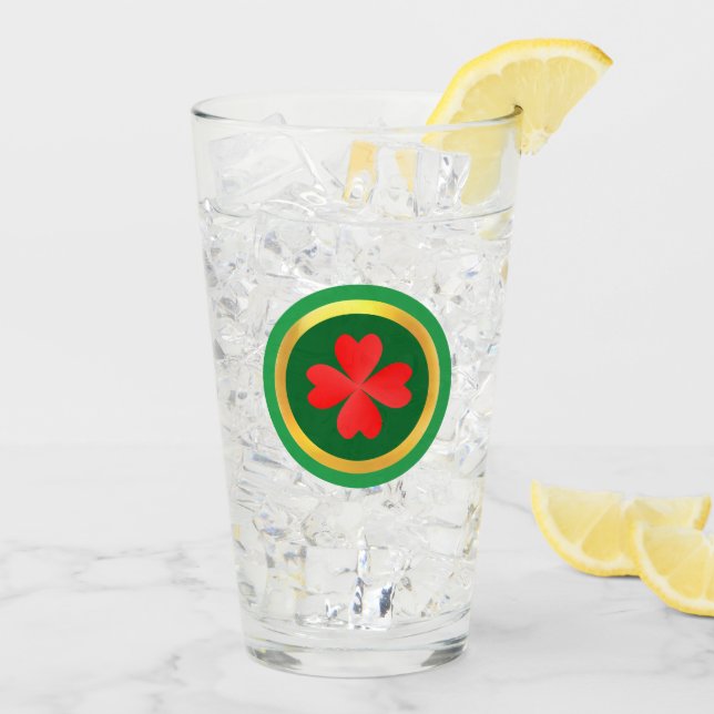 Copo De Pint Trevo de Quatro Folhas Vermelho Sortudo (Gelo traseiro)