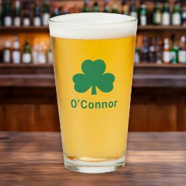Copo De Pint Trevo Verde Irlandês Nome da Família Personalizado