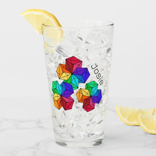 Copo De Pint Triângulos do Cubo Arco-Íris 3D Brilhante Adiciona (Gelo frontal)