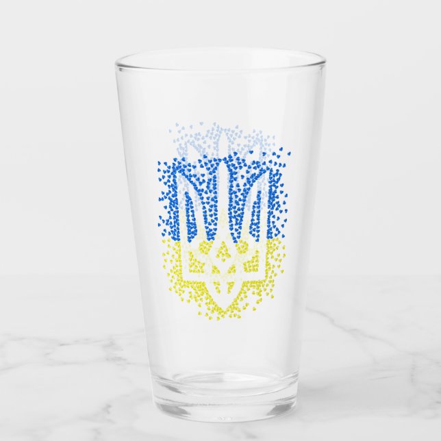 Copo De Pint Tridente de emblem ucraniano trizub espalhando cor (Frente)