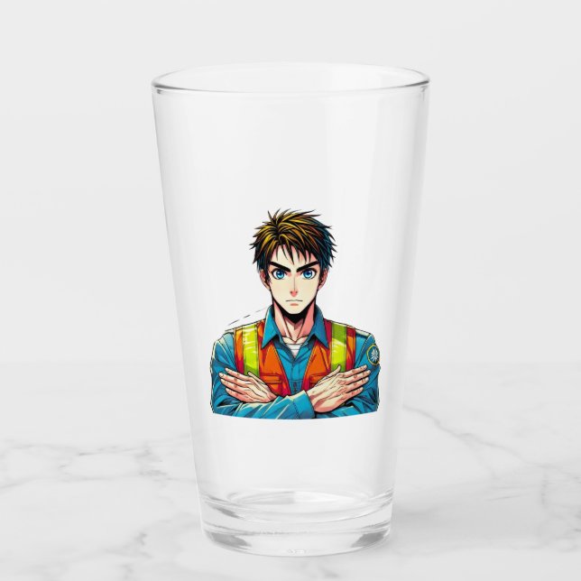 Copo De Pint Trinkglas mit Manga-Sicherheitsfachmann (Frente)